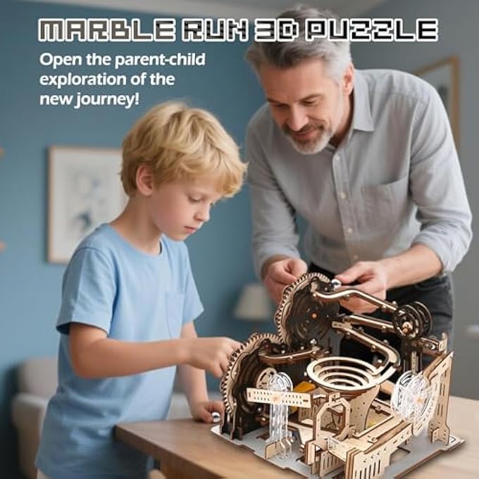 3D MECHANICAL WOODEN MODEL FOR ADULTS, MARBLE RUN KIT, 198 PIECES, DIY KINETIC DESIGN, PREMIUM LASER CUT, NO GLUE REQUIRED - Image 4
